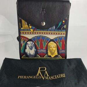 Pierangelo Masciadri Egyptian Print Leather Shoulder/Crossbody Dust Bag Italian